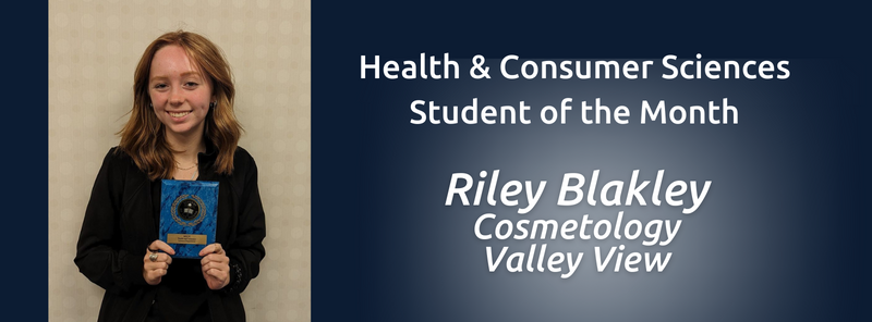 Health & Consumer Sciences September Student of the Month - Riley Blakley Image