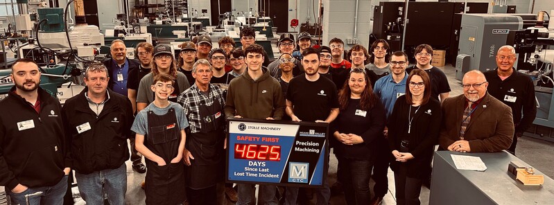 Stolle Machinery Presents MVCTC Precision Machining Lab with Digital "Safety First" Sign Image